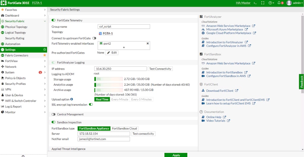 Fortinet advanced features.